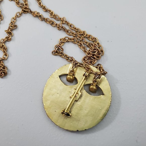 Face Necklace Rhinestone Dangle Beaded‎ Red Gold To - Picture 5 of 7